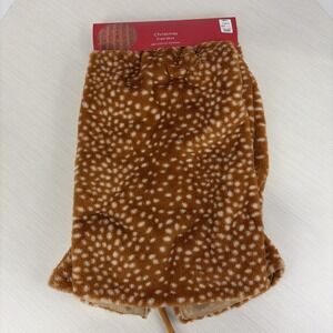 Christmas Tree Skirt  48" Brown White Dots Faux Fur At Home New